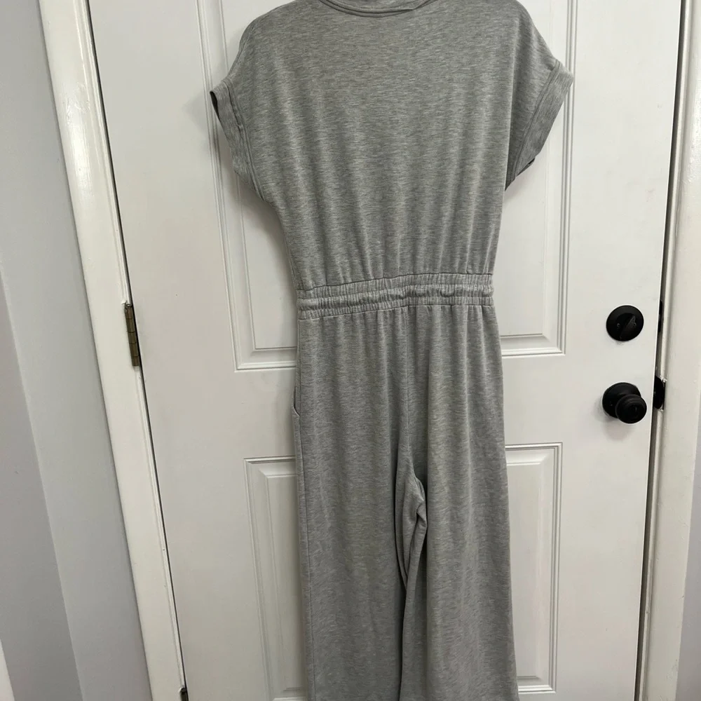 Kittenish gray jumpsuit sweats comfy wrap‎ front drawstring wide leg small - Picture 5 of 6